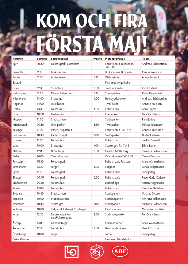 Socialdemokraternas första maj-firanden i Skåne 2024.